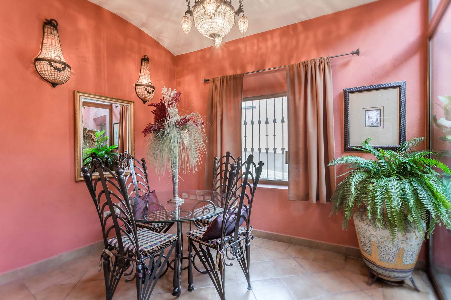 Photo Showing Casa de la Vista Dining Room With French Crystal Sconces